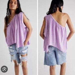 Free People Lilac One-Shoulder Tank Top